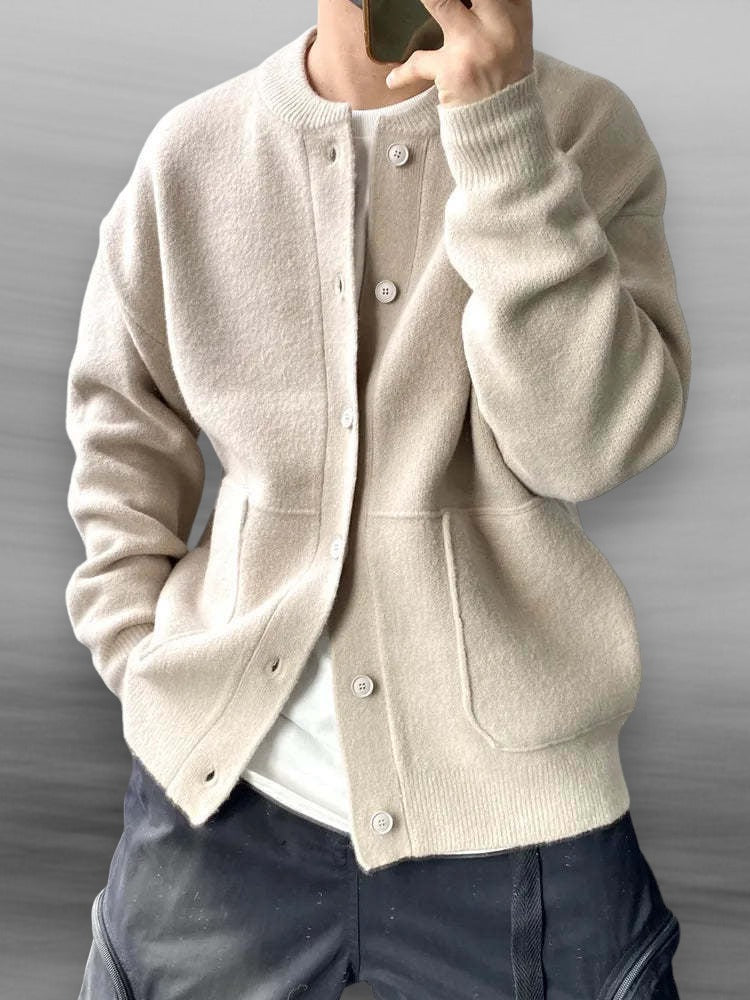 Men's Cotton Blend Cardigan &ndash; Lightweight Smart Casual Knit &ndash; Beige