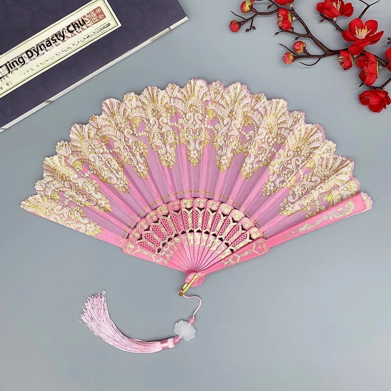 Single Flower Folding Fan Chinese Style Fan Dance Fan Wing Chun Fan Plastic Hanfu Fan European Style Fan Folding Fan