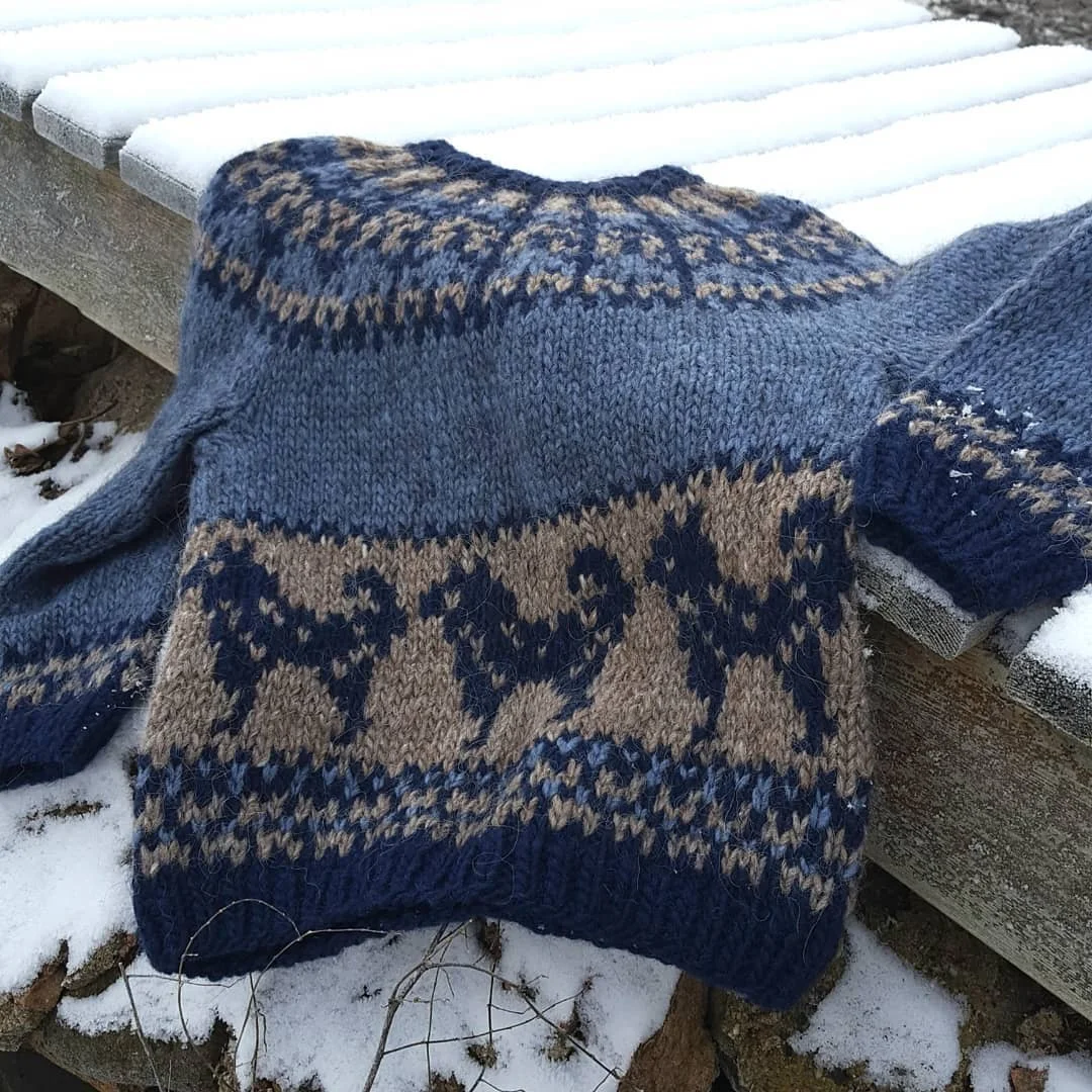 Vintage Warmth Knit Jacquard Icelandic Crew Neck Sweater(Unisex )