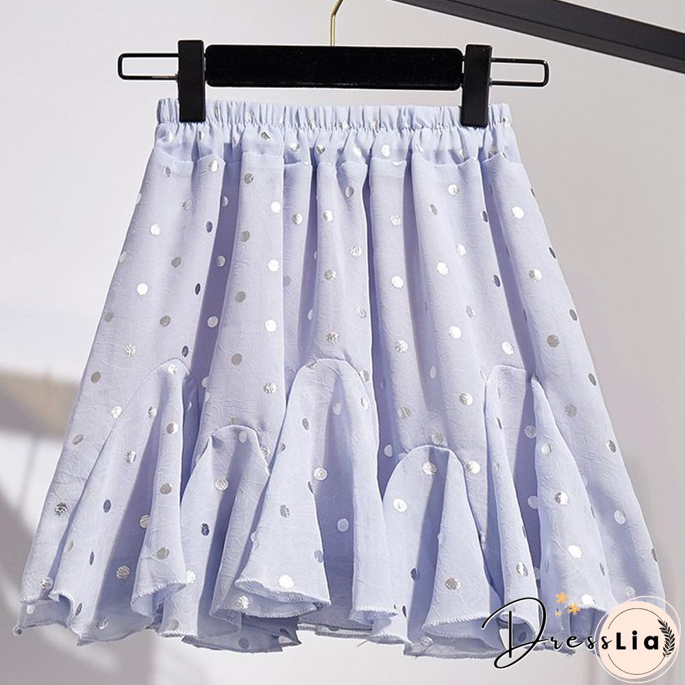 Sweety Chiffon Polka Dot Blouses+Skirt P15846