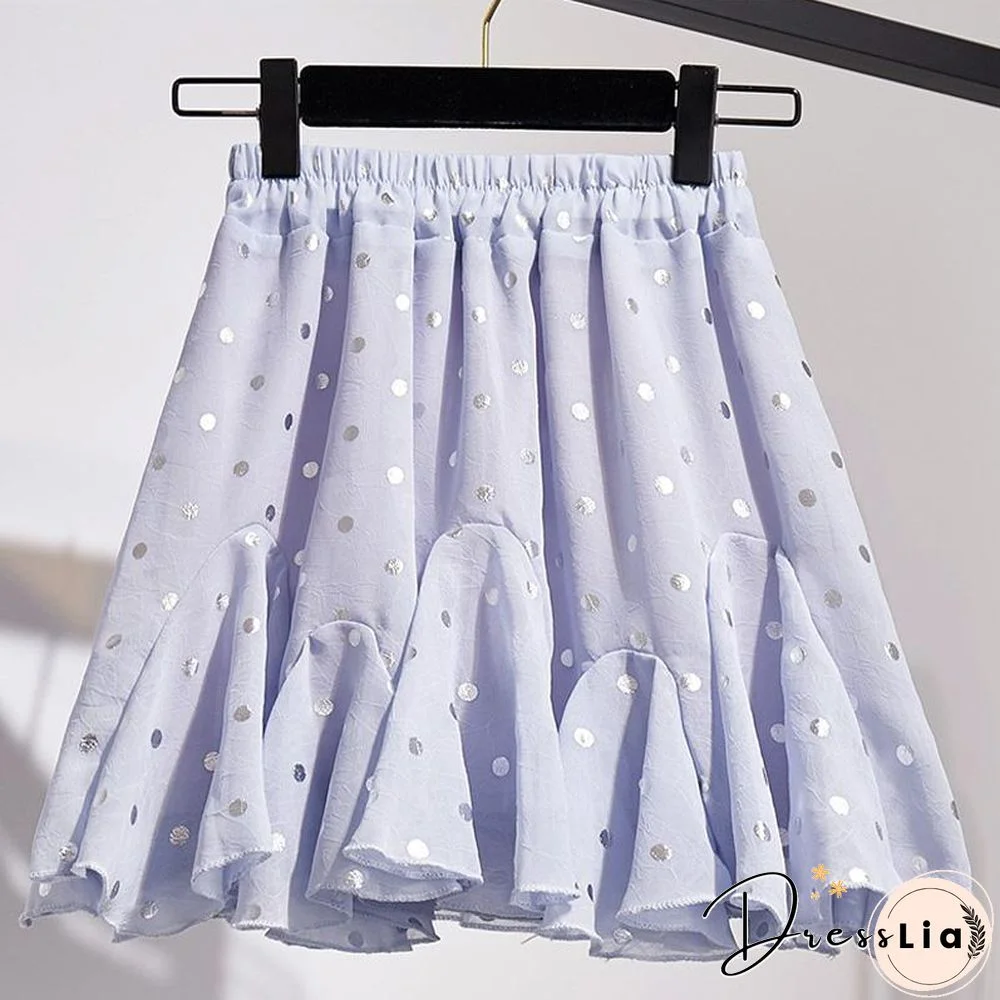 Sweety Chiffon Polka Dot Blouses+Skirt P15846