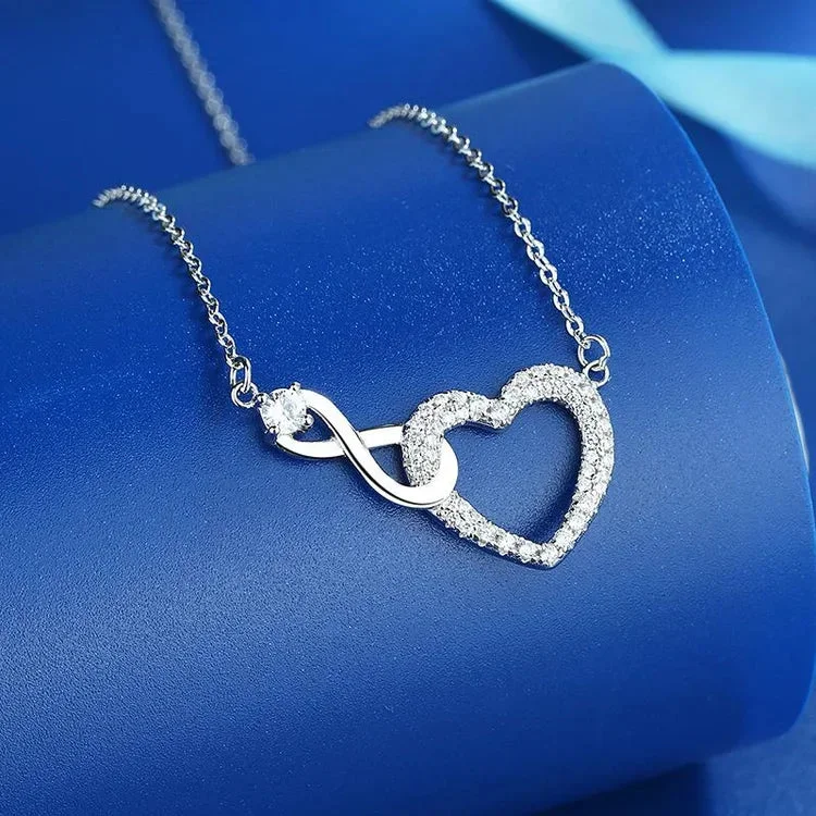 S925 You are Forever My Precious Girl Infinity Heart Necklace