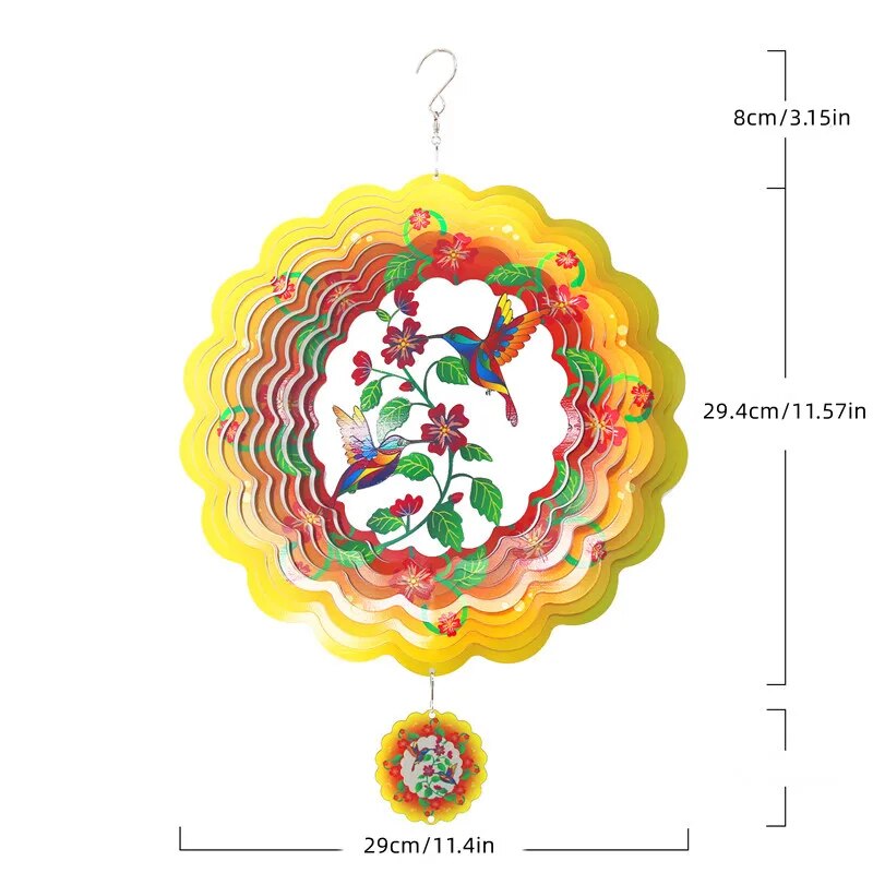 Tegooe Hummingbird 3D Metal Wind Spinner for Garden Patio Decor Tegooe