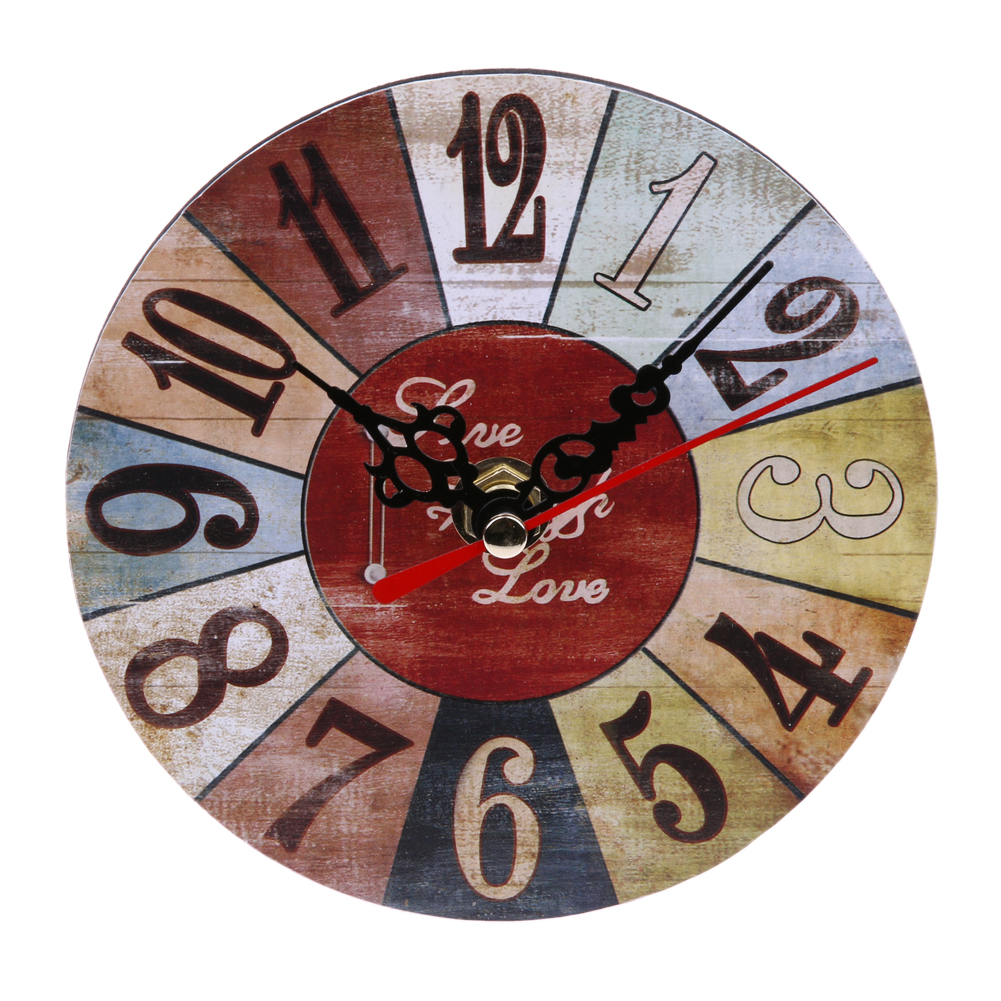 

Vintage Wooden Wall Clock Large Shabby Chic Rustic Kitchen Home Antique, 501 Original