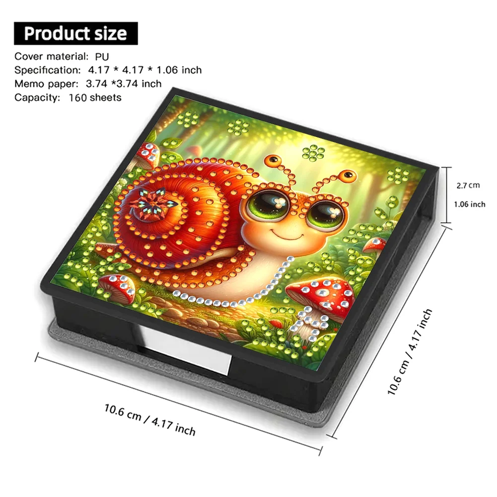 PU Snail Diamond Painting Notecard Box with Papers for DIY Art Craft