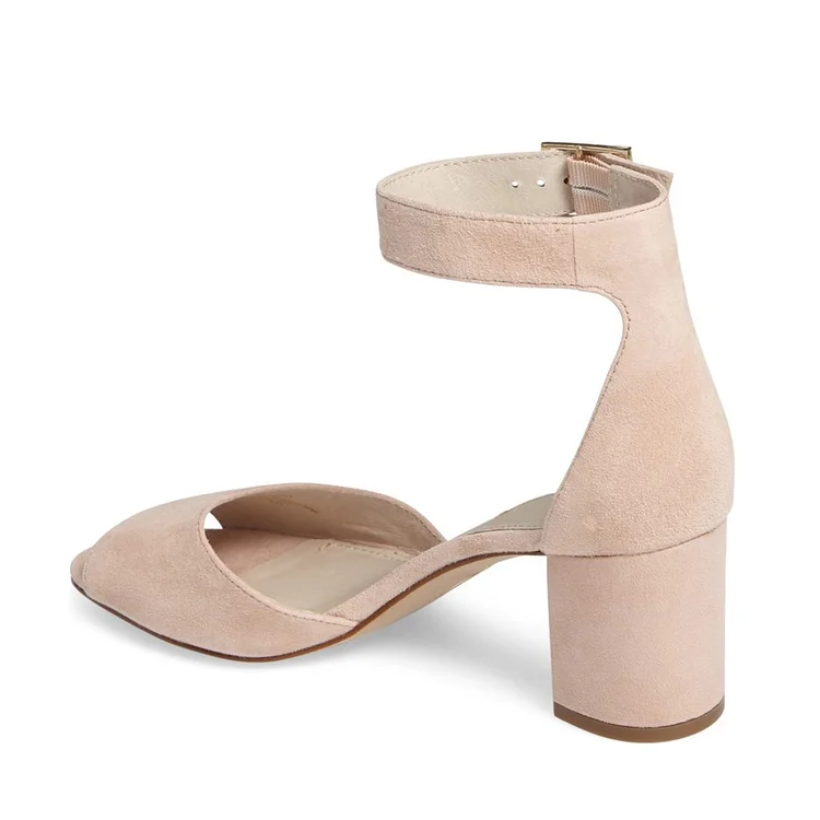Beige Open-Toe Lydia Block Heels For Women – Monrow Shoes