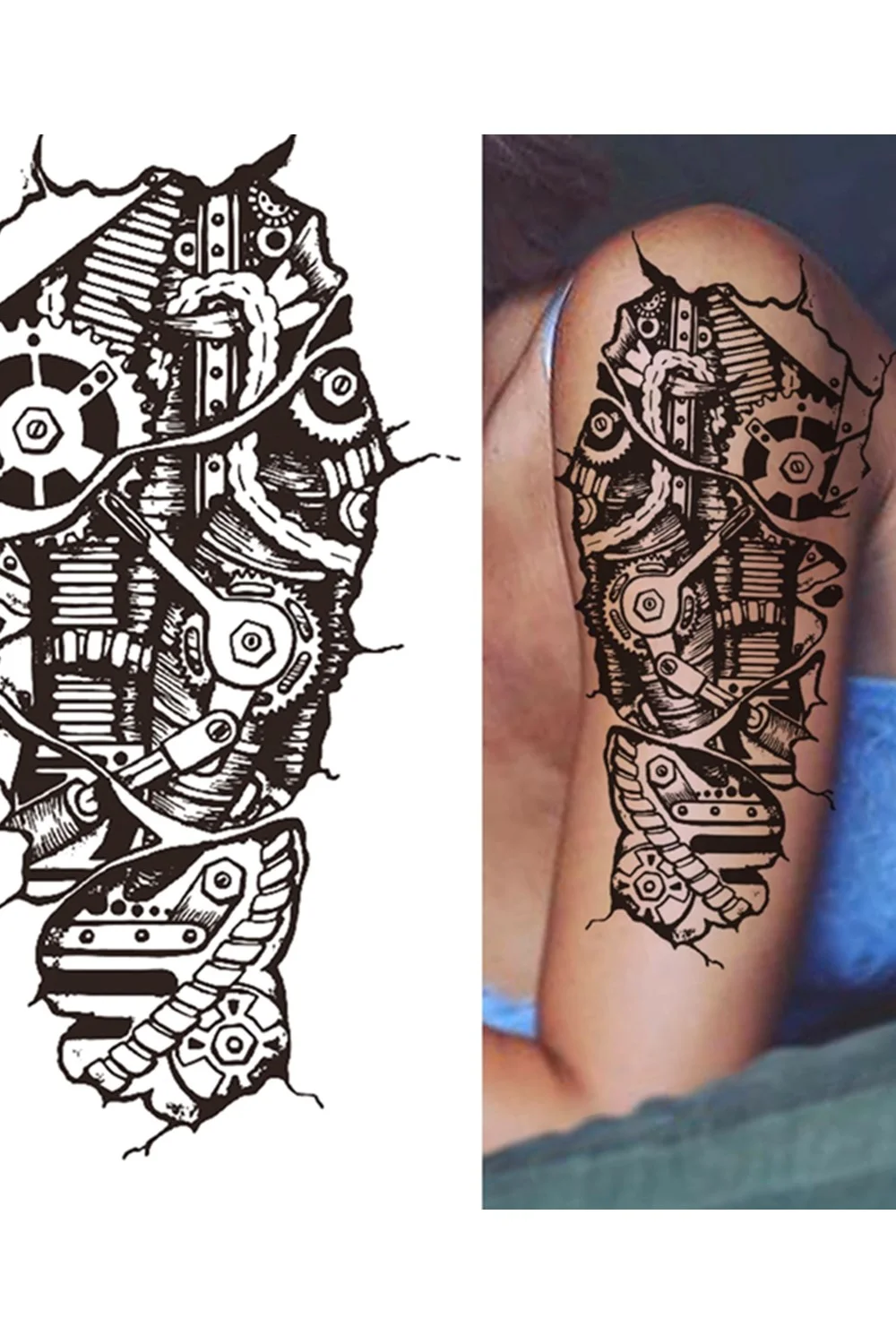  Forest Tattoo Sticker For Men Women Children Tiger Wolf Death Skull Temporary Tattoo Fake Henna Skeleton King Animal Tatoo 921-1