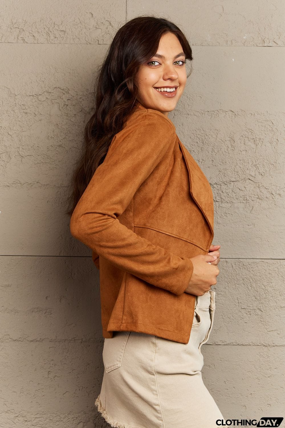 Ninexis Full Size Lapel Collar Long Sleeve Jacket