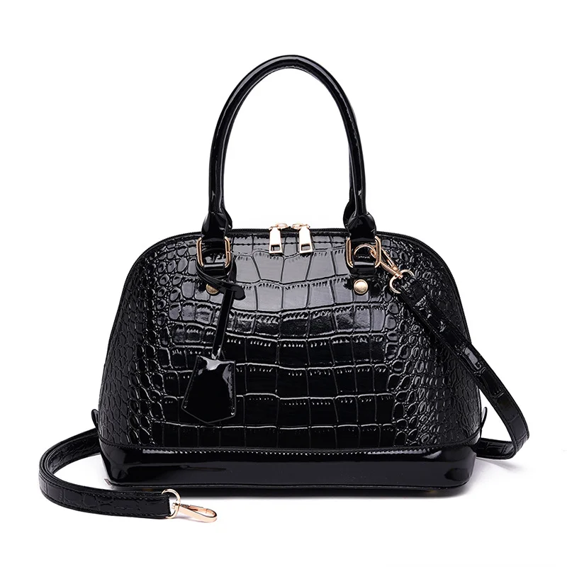 Crocodile-Embossed Single-Shoulder Crossbody Tote