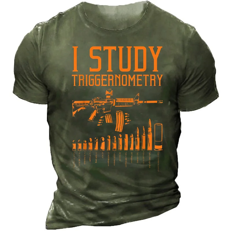 Men's Fashion "I Study Triggernometry "Printed Short Sleeve T-shirt