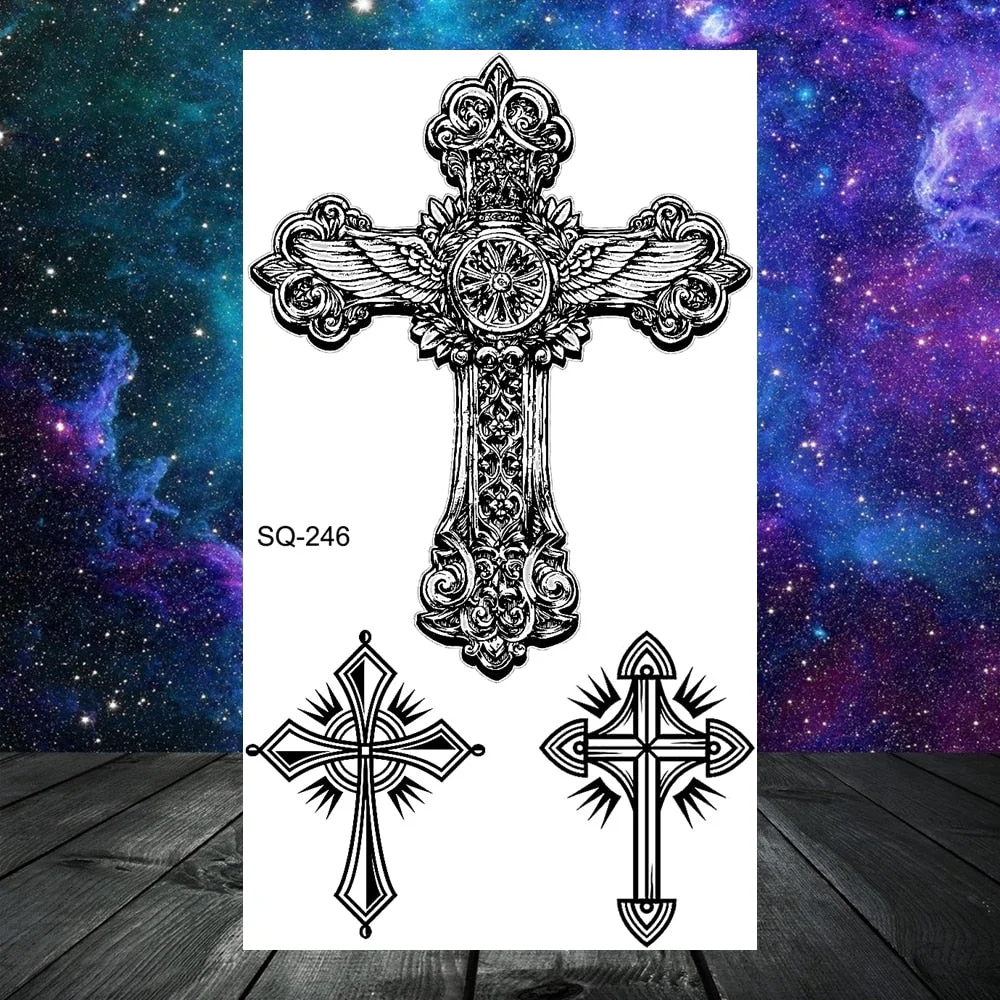 Realistic Tiger Lion Cross Temporary Tattoos For Women Adult Men Scorpion Wolf Dragon Fake Tattoo Neck Arm Hands Small Tatoos