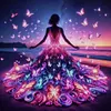 Beach Butterfly Dress Girl - 11CT Stamped Cross Stitch - 45*45cm