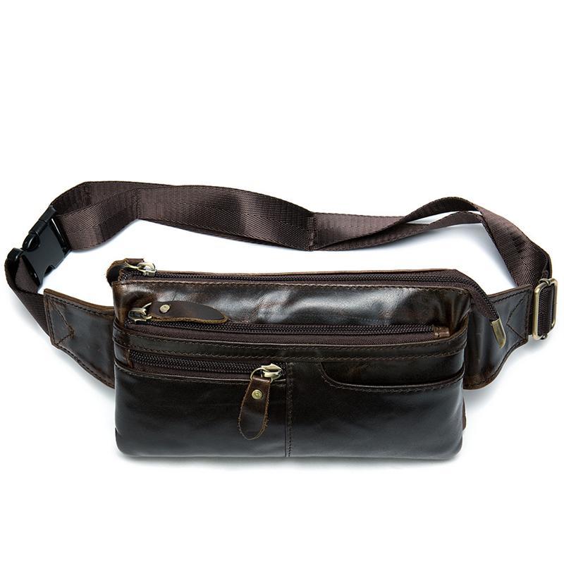 Men's Leather Fanny Bag Retro Casual Crossbody Bag
