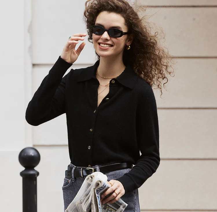 Cardigan en laine et cachemire élégant pour femmes- SOIE PLUS