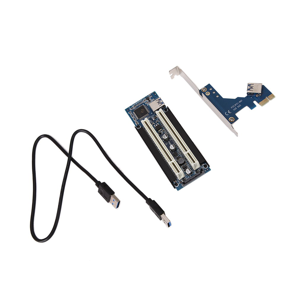 

PCI-E Express X1 to Dual PCI Riser Extend Adapter Card with 1M USB3.0 Cabl, 501 Original