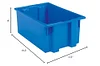 Akro-Mils 35200 Nest and Stack Plastic Storage Container and Distribution Tote, (19-1/2-Inch L x 13-1/2-Inch W x 8-Inch H), Blue, (6-Pack)