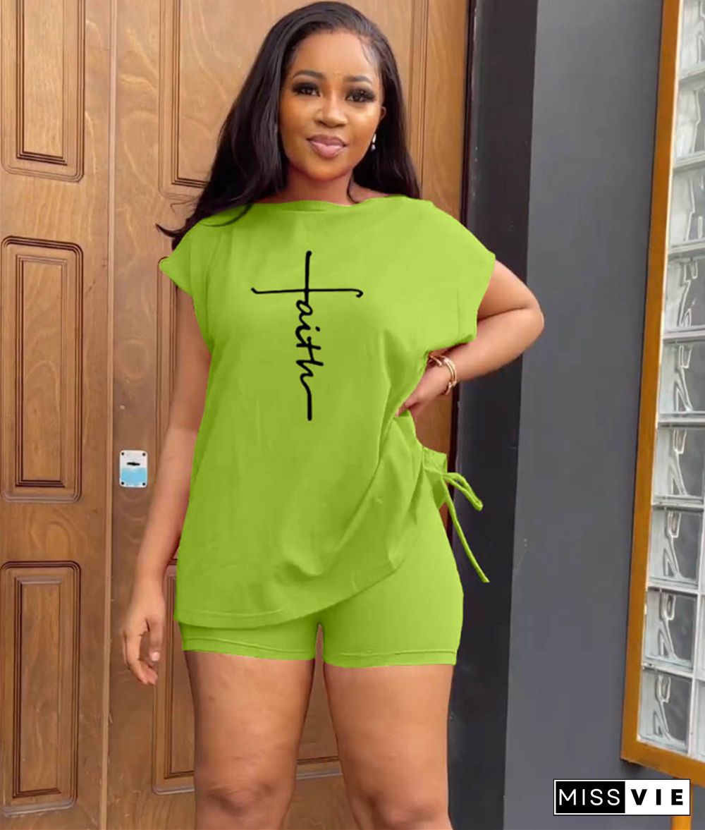 Casual Short Sleeve T-shirts Two Piece Short Sets