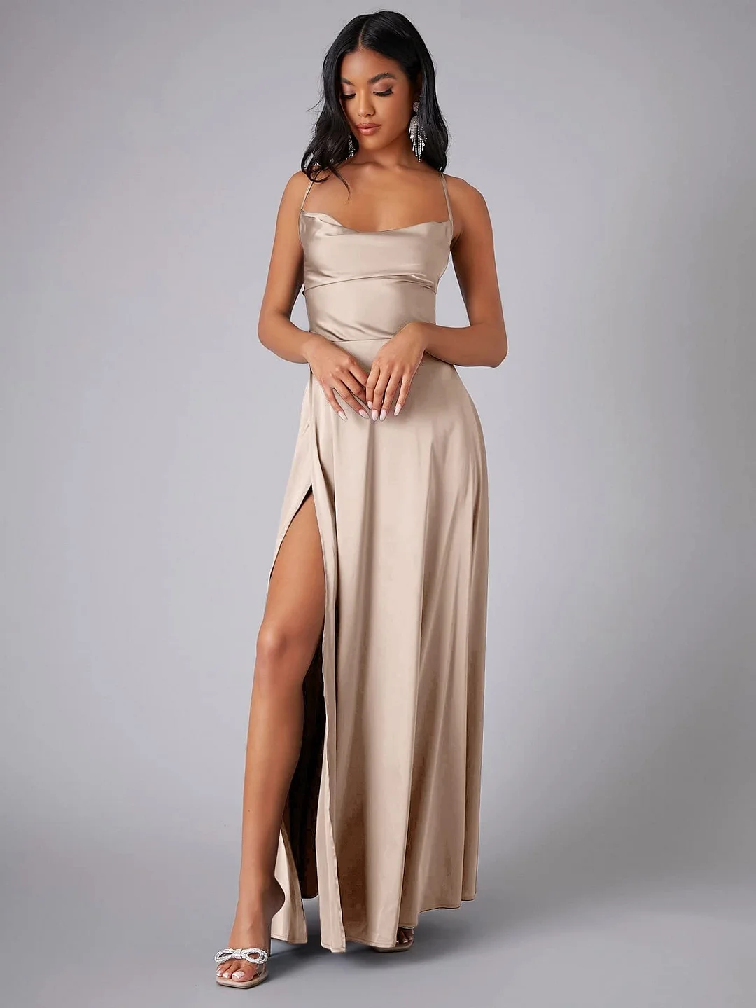Brownm Sexy Slimming Slim Fit Backless Sling Dresses