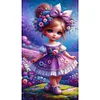 Fleur violette fille-ronde drill diamond painting-40 * 70cm (grande taille)