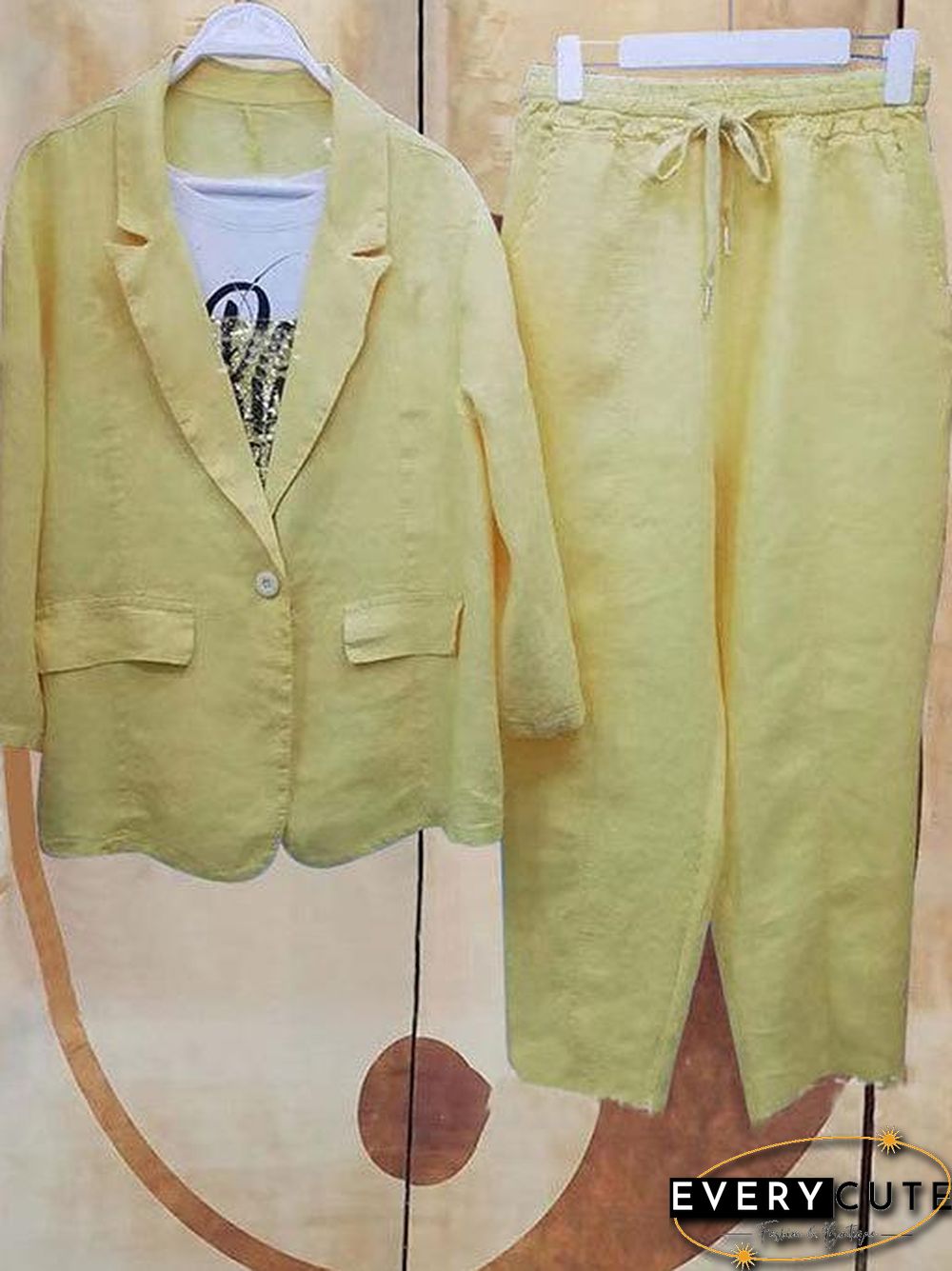 Temperament Women Solid Two Pieces Suit