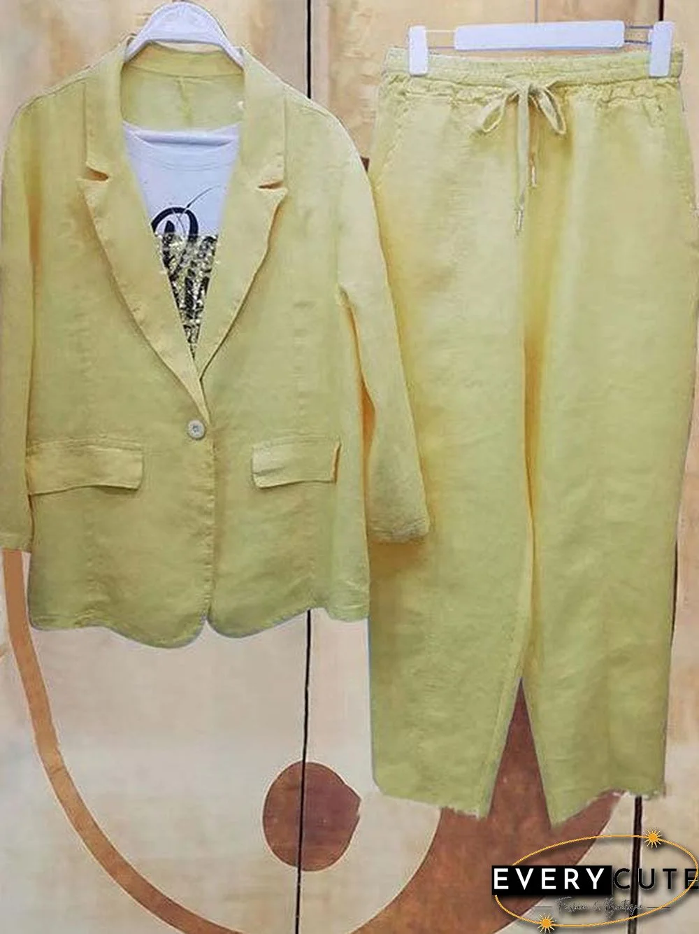 Temperament Women Solid Two Pieces Suit