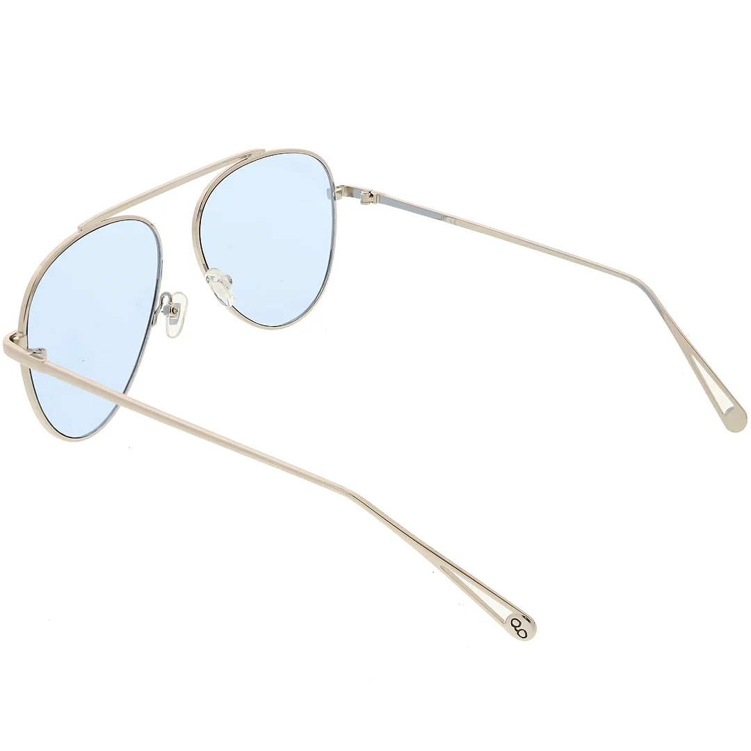 Premium Modern Metal Aviator glasses Single Brow Bar Color Tinted Flat Lens 57mm