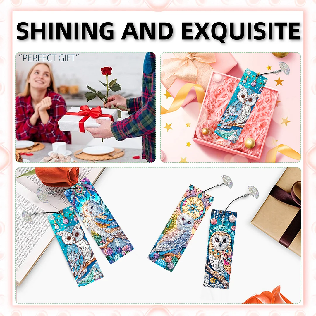 12Pcs Owl DIY Diamond Painting Bookmarks for Book Lovers Mosaic Art Supplies