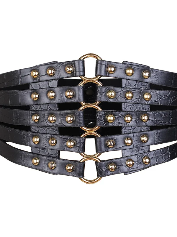 Hip-pop Style Cobra Cutout Rivet Decorated Stretchable Waist Belt