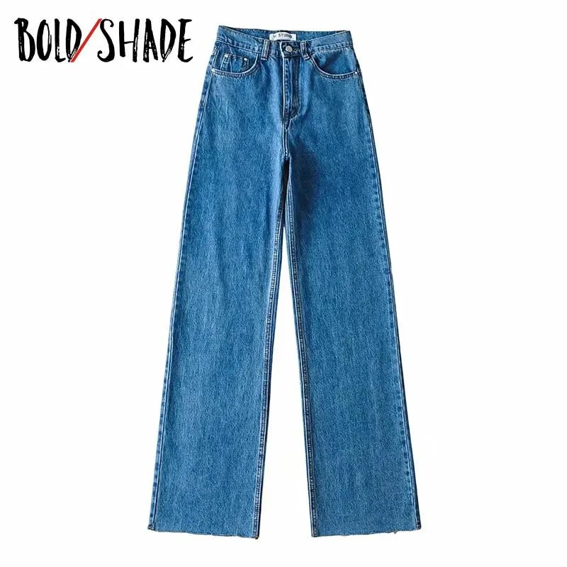 Bold Shade Streetwear Vintage Women 90s Denim Pants High Waist Long Straight Baggy Jeans Skater Girl Style Fall Winter Trousers