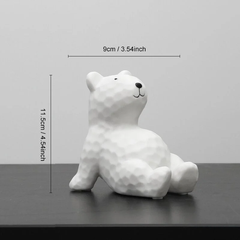 Home Decor Ceramic Bear Figurines For Interior Nordic Modern Sculpture Dressing Table Bedside Table Statue Decorative Ornaments