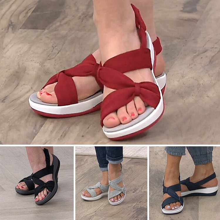 Owlkay Bow Fish Mouth Comfortable Sandals