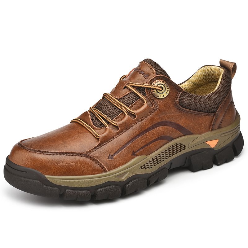 Men's Outdoor Anti-Slip Wear-Resistant Genuine Leather Casual Sneakers