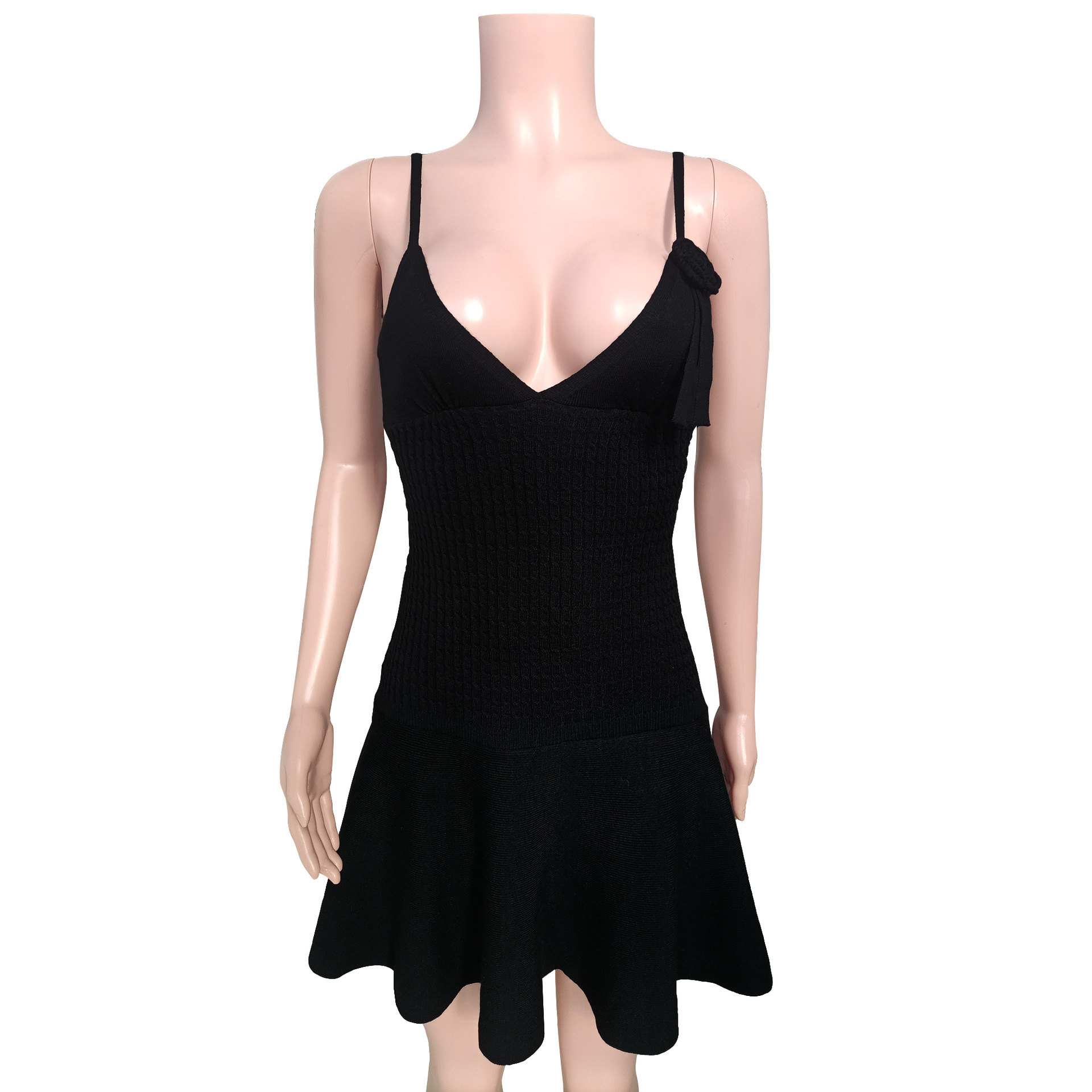Ootddress Halter Floral Ribbed Knit Mini Dress For Women Folds Summer Sexy Sleeveless Dress Solid Y2K Female Slim Fit Party Dress