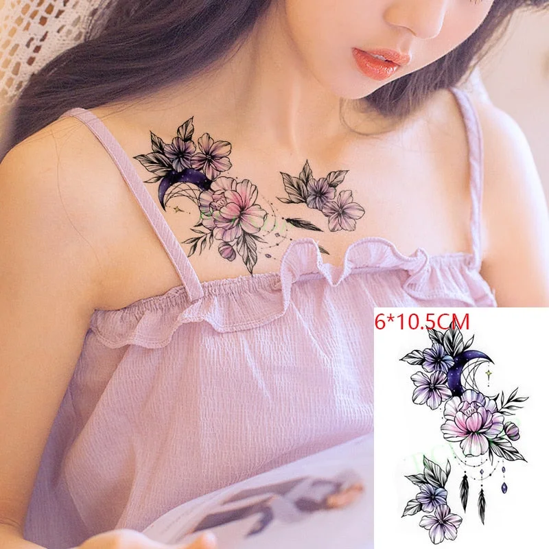 Waterproof Temporary Tattoo Stickers Beautiful Flower Rose fake Tatto Flash Tatoo Tatouage Hand Back Foot Arm for Girl Women Men