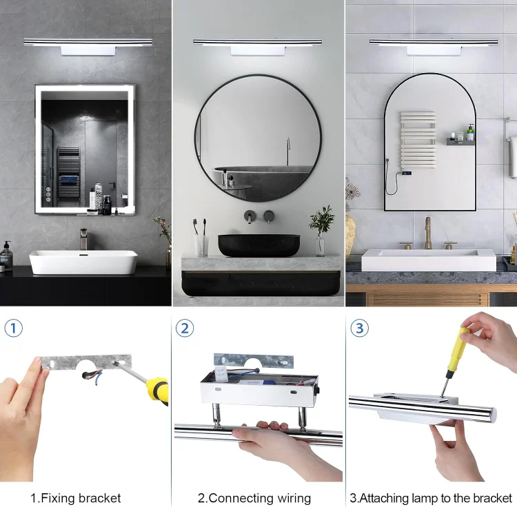 ELINKUME LED Spiegelleuchte 40cm Teleskopisch - IP65 Badezimmer Lampe 9W 800LM