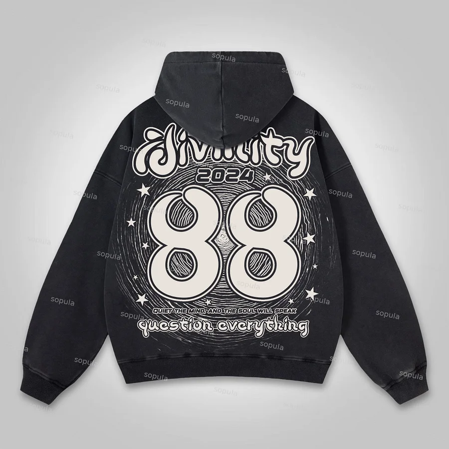 Sopula Divine Meditation No 88 Graphics Washed Distressed Hoodie