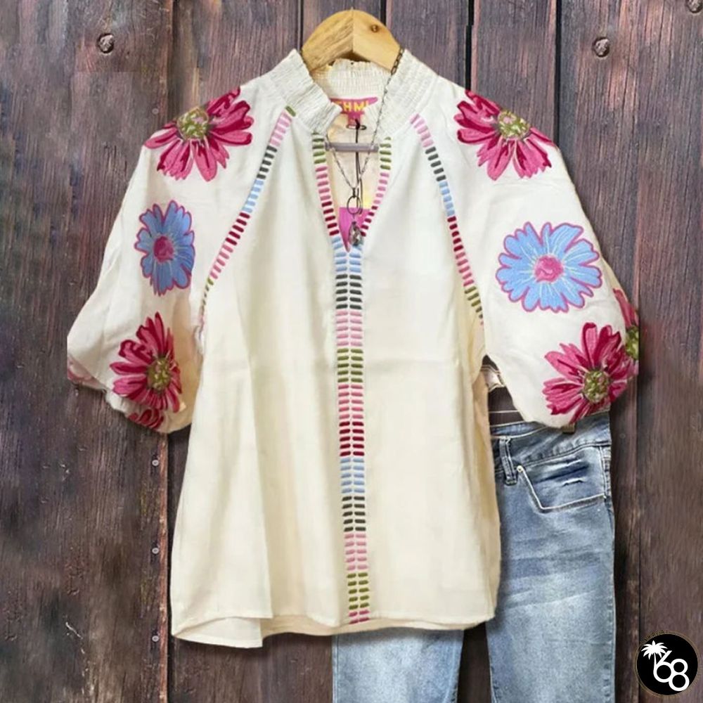 Popular Floral Print Short Sleeve Top | 168DEAL