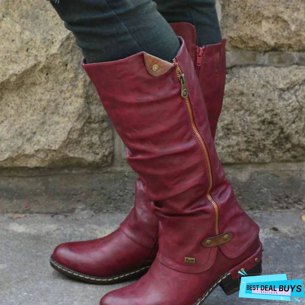 Women's Western Cowboy Knee Boots Punk Boots