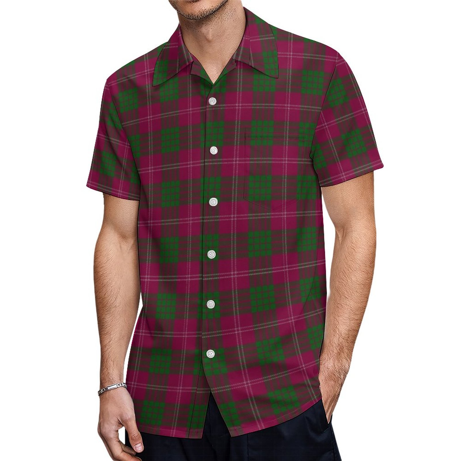 Scottish Clan Crawford Tartan Hawaiian Shirt Mens Button Down Plus Size Tropical Hawaii Beach Shirts