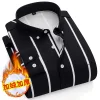 Men's Warm Striped Business Casual Plus Velvet Thickened Shirt