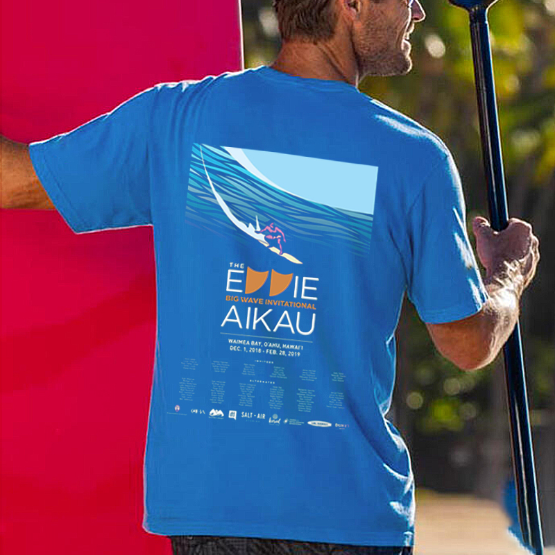 Men's Eddie Aikau Surf Vacation Printed Round Neck Short Sleeved T-shirt