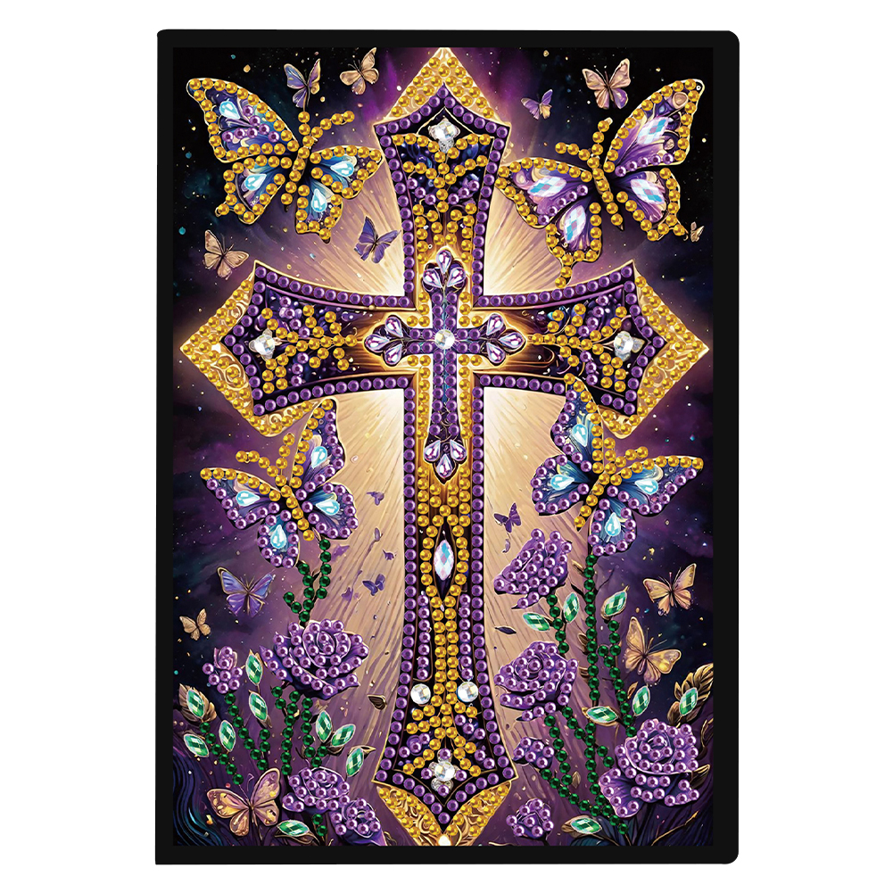 50 Pages A5 Special Shaped Cross 5D Diamond Drawing Book Art for Students Teens