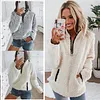 Lapel zipper pocket long-sleeved blouse plush jacket