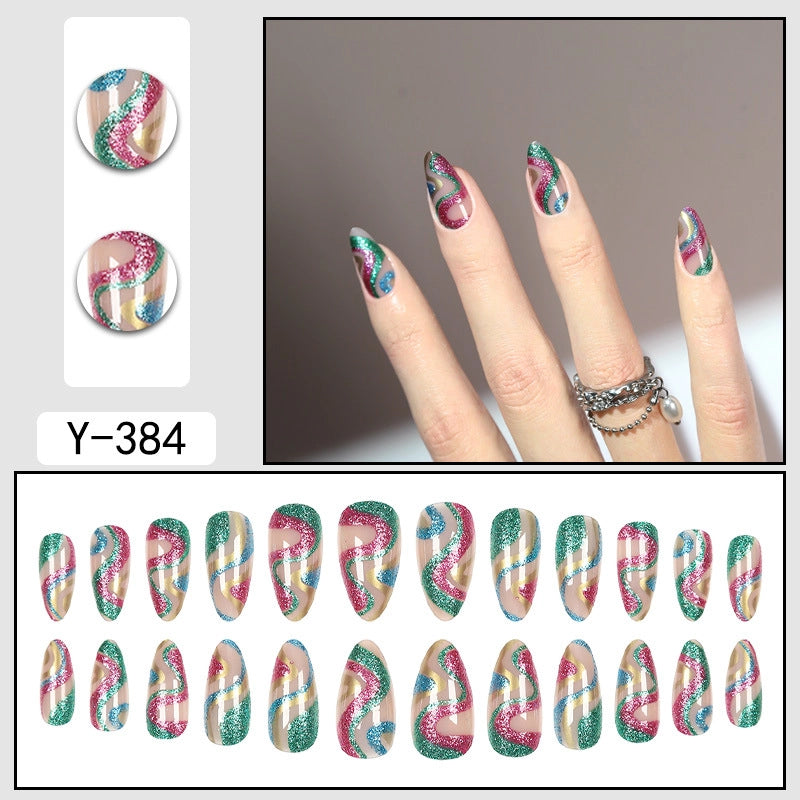 Sweet Color Block Heart Shape ABS Press-on Nails 1 Set