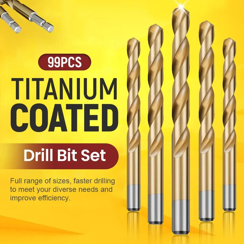 99pcs Titanium Coated Drill Bit Set