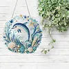 Dolphin DIY Rhinestone Diamond Painting Pendant 25x25cm Double Sided