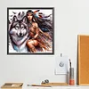 (40*40cm)Girl Wolf - Full Round Drill Diamond Painting