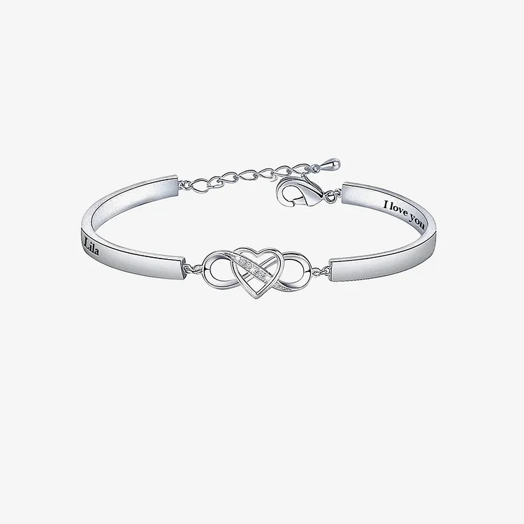 Mother & Daughter Customized Names Infinity Heart Bracelet