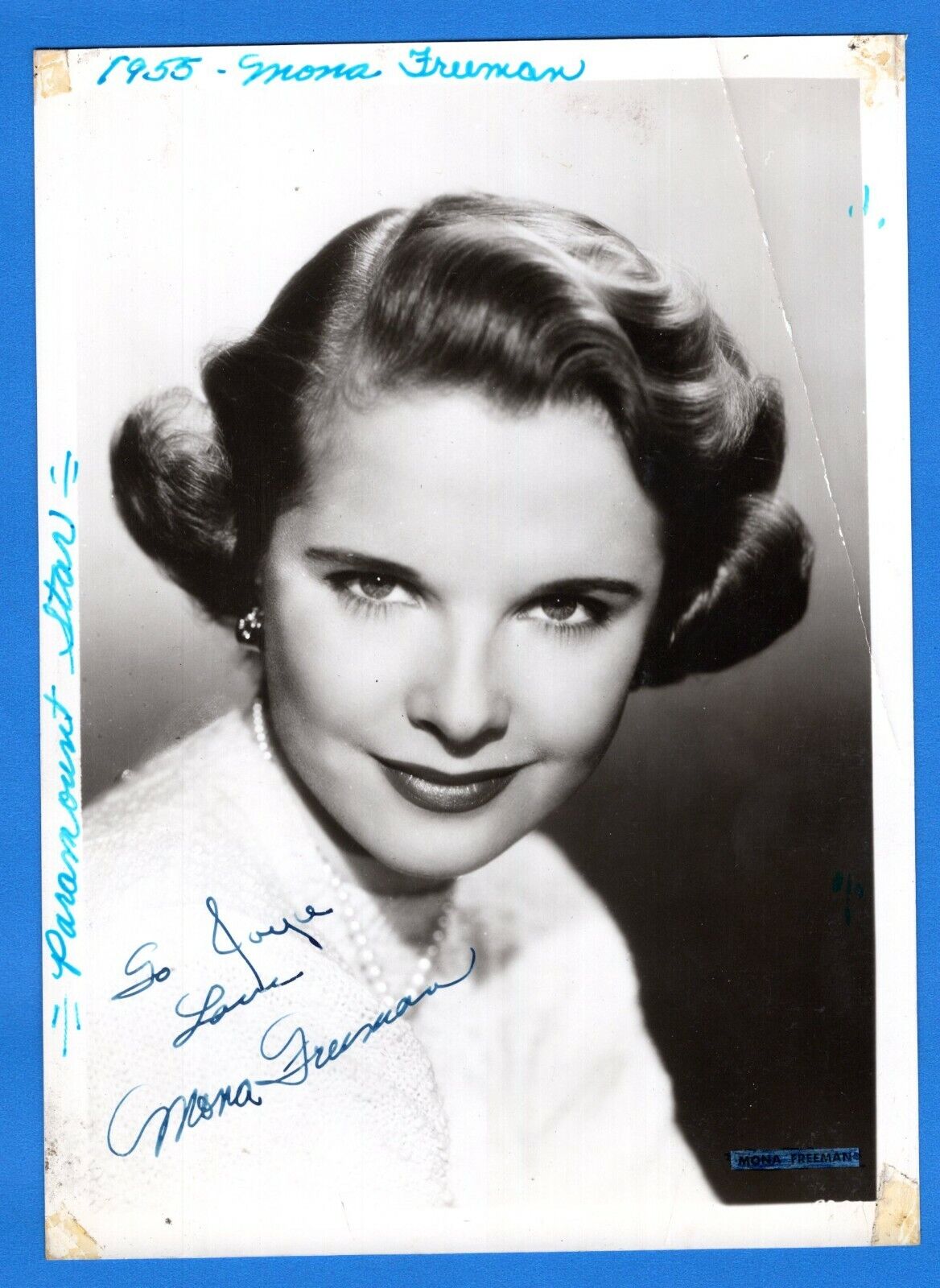 Mona man Actress Hand Signed Autograph 5x7 Vintage Photo Poster painting