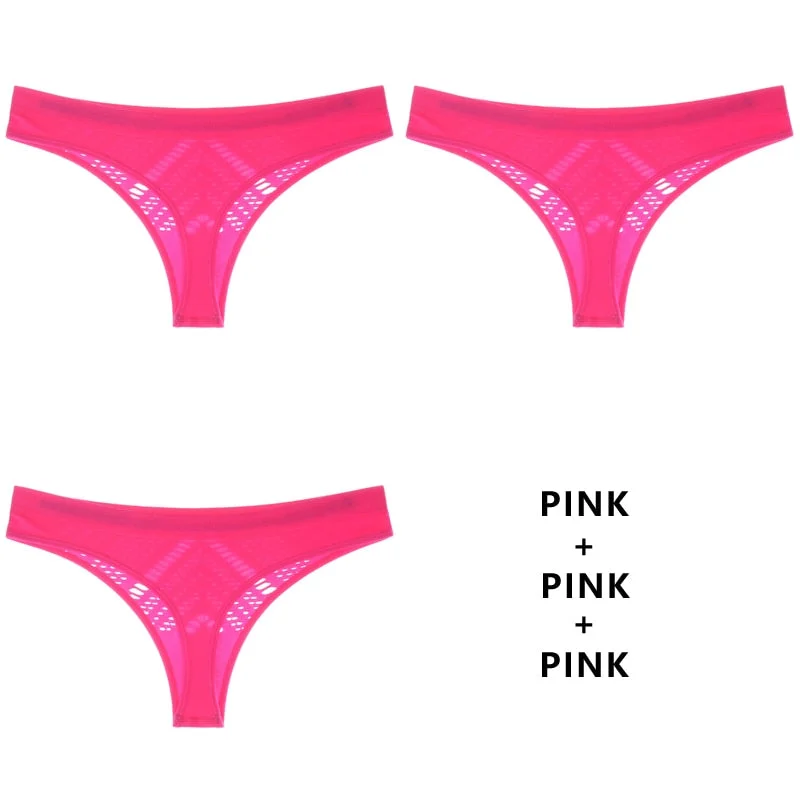 Meet'r 3Pcs/Lot Hollow Out Lingerie Europe Seamless Sexy Panties Women Temptation Underwear Mid-waist G String Drop Shipping